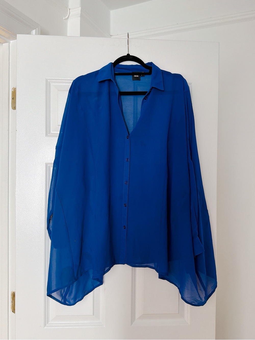 Women’s Sheer V-Neck Blouse - Royal Blue